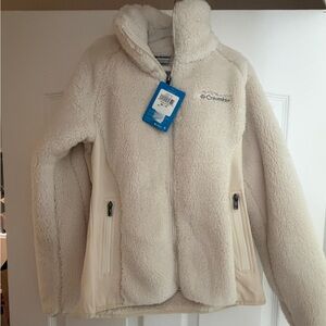 Women’s Columbia Cream Sherpa Fleece Hooded Jacket NWT XS